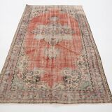 Tapis Vintage Corail Médaillon Patiné Chic, 143x235 Cm