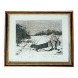 Painting by michel colin (1934) – etching - vosges landscape