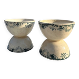 Set of Two Egg Cups in Old Earthenware