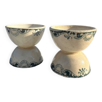Set of Two Egg Cups in Old Earthenware