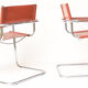 Pair of armchairs in brown saddle leather