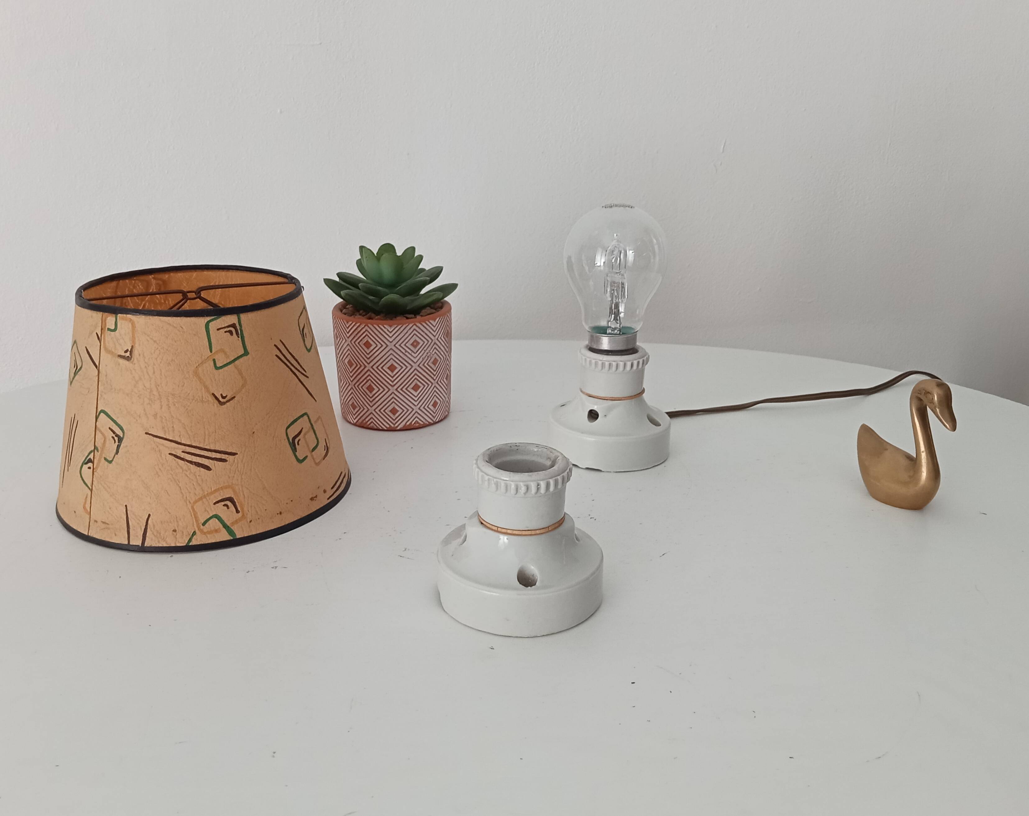 Pair of antique industrial porcelain wall lights