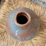 Vase terre émaillée signé