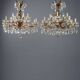Paire de lustres anciens en bronze doré et verre, 12 lumières, XXe siècle