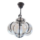 Pendant lamp venetian vintage blown Murano glass cage, 1950 / 1970