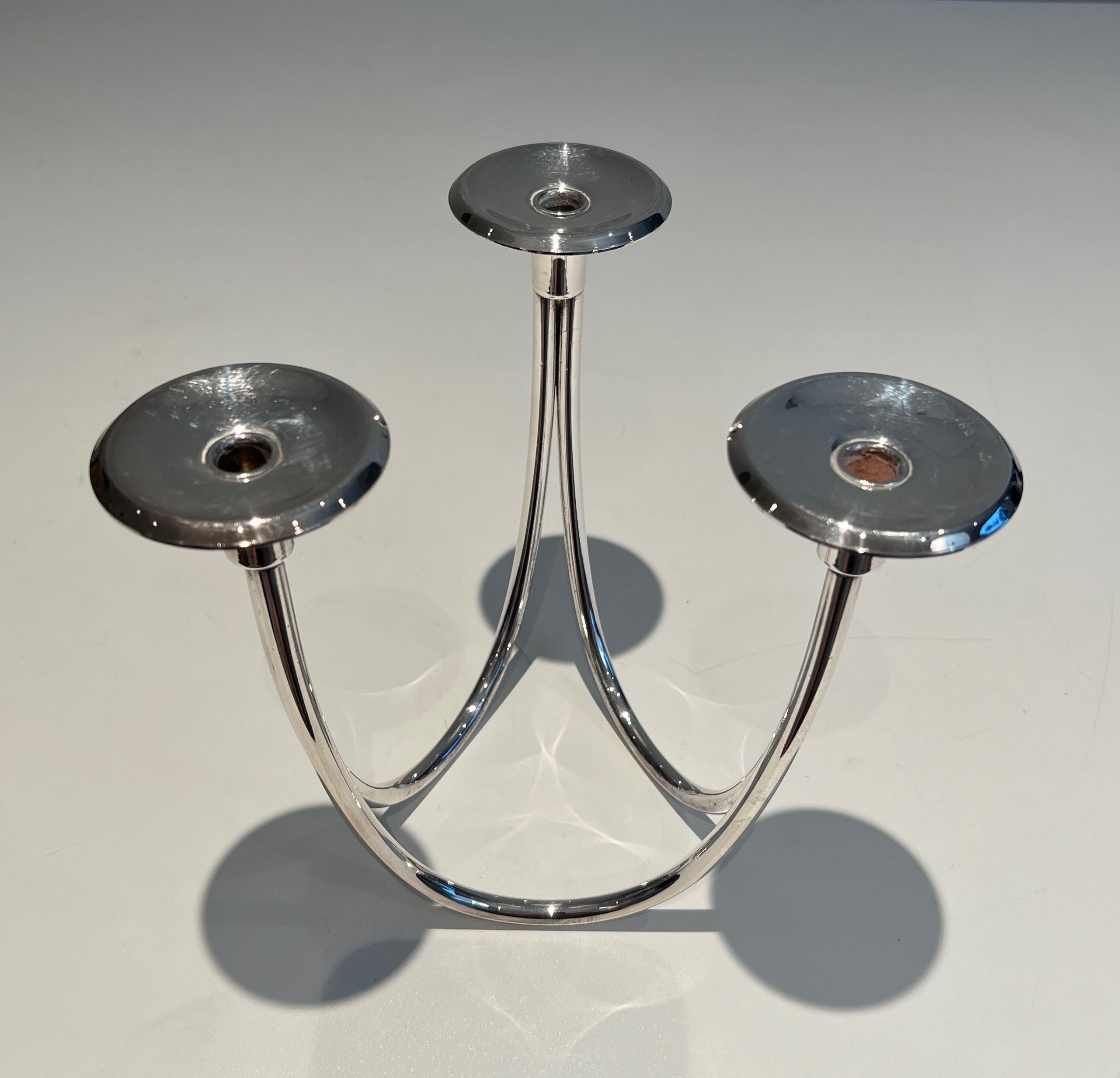 Silver-plated metal candle holder