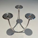 Silver-plated metal candle holder