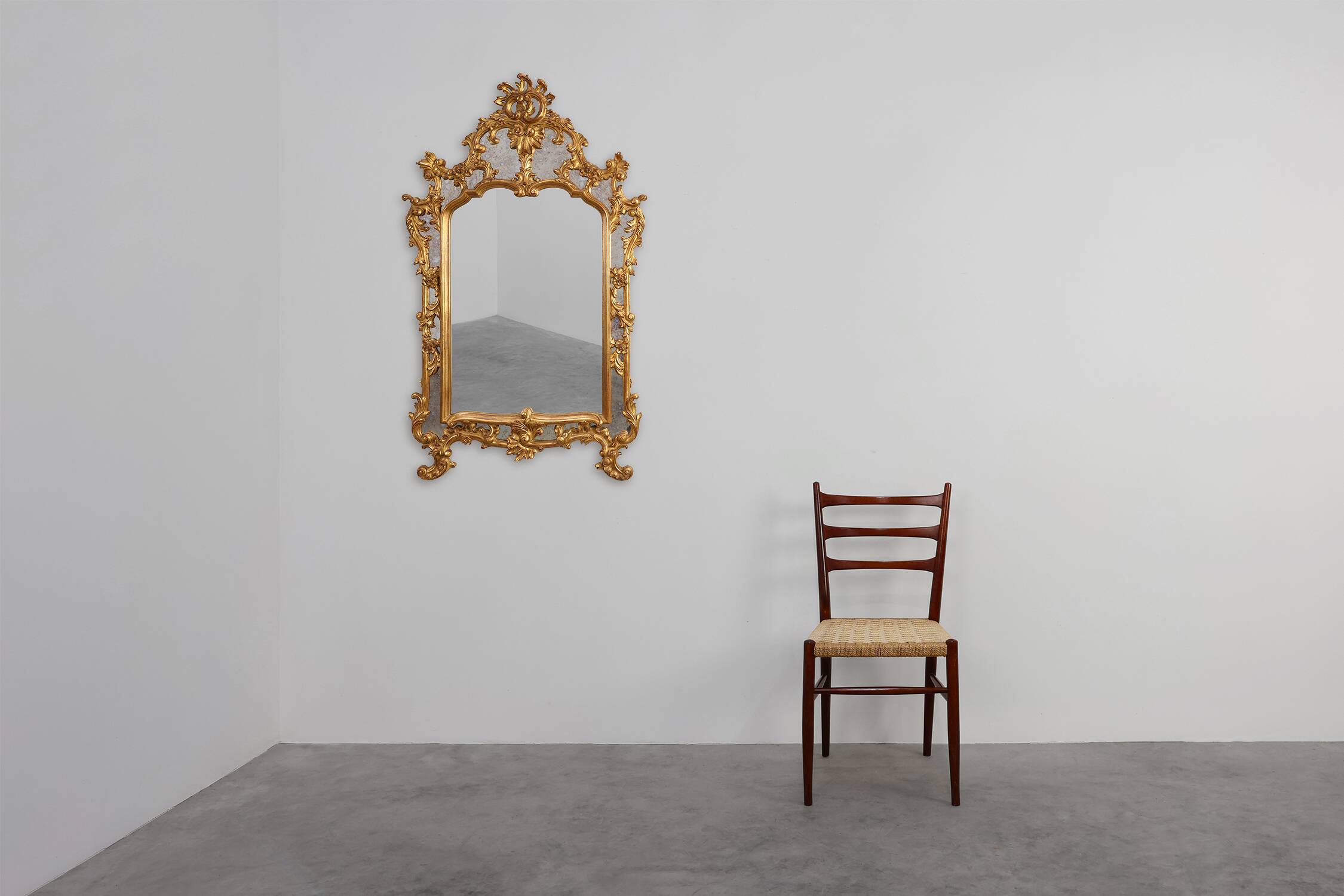 20th century large gilded baroque style mirror by Deknudt, Belgium
