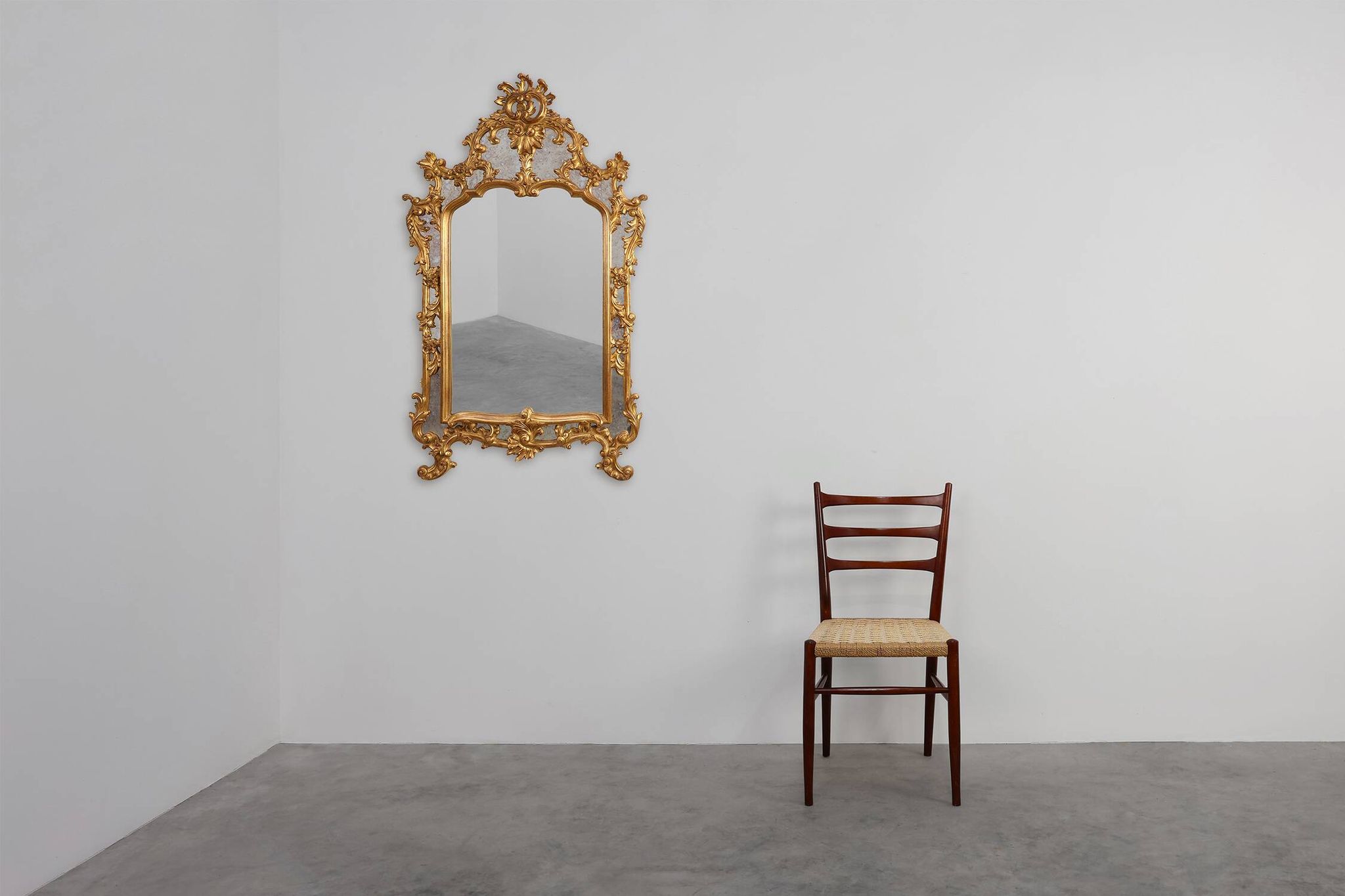 20th century large gilded baroque style mirror by Deknudt, Belgium