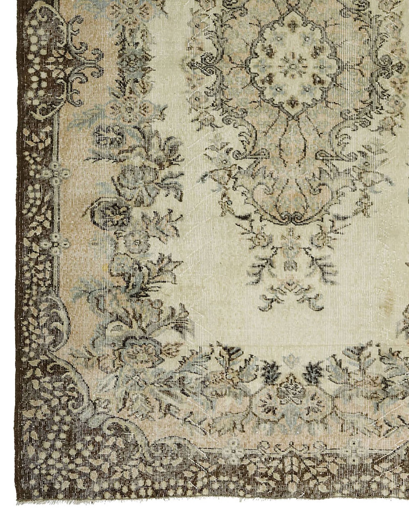 Vintage Turkish Carpet Beige and Brown Floral 271 x 174 cm