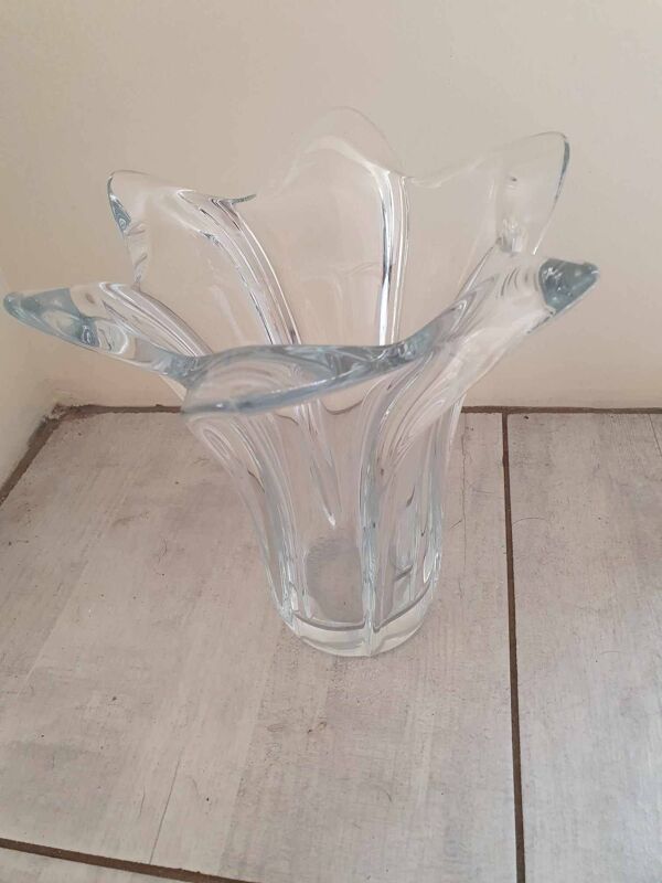 Grand Vase En Cristal Signé Bayel