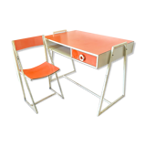 Vintage desk and chair in orange formica