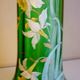 Vase with daffodils in blown glass, enameled, gilded, Legras Montjoye workshops, art nouveau