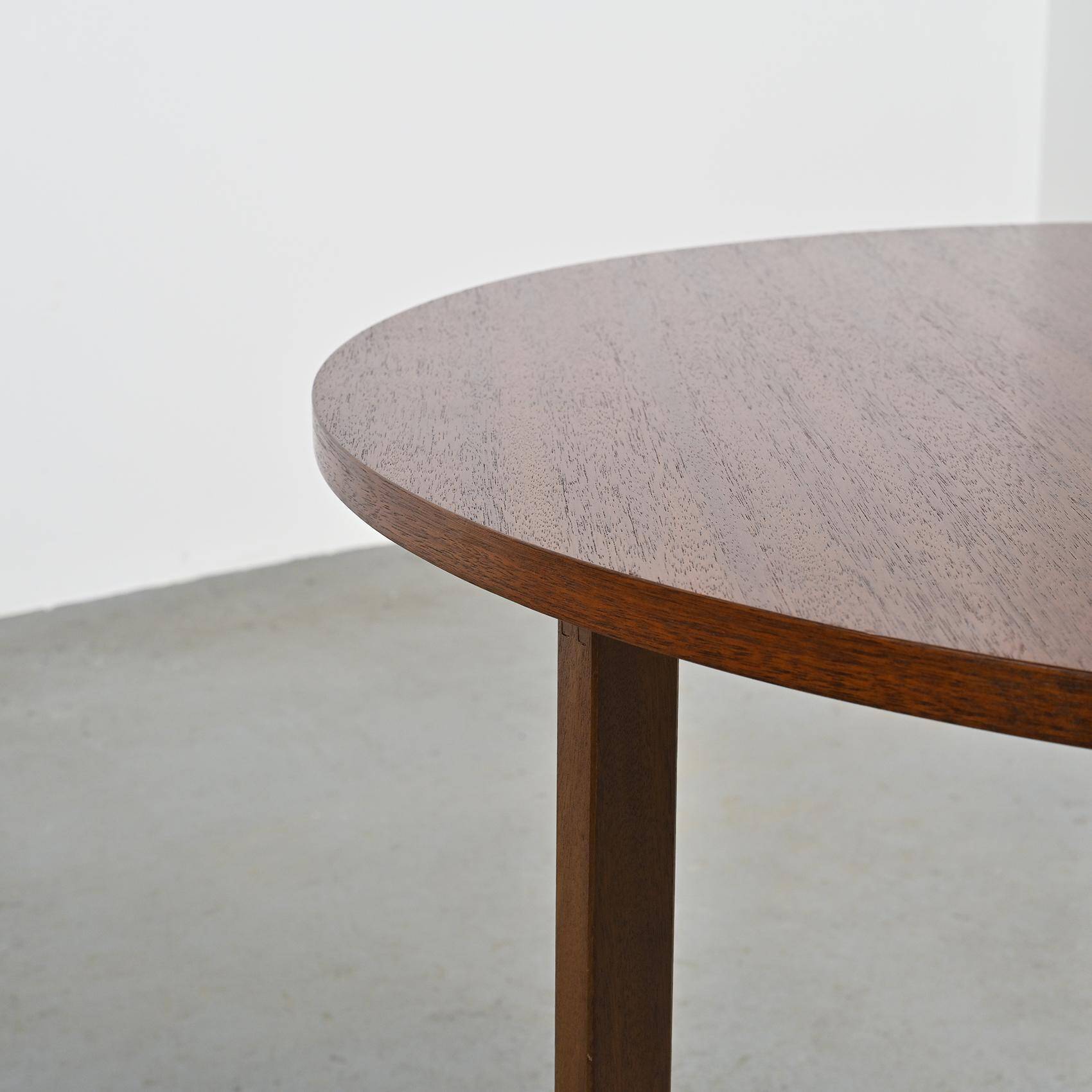 André Sornay round mahogany table, Sornay Furniture 1960
