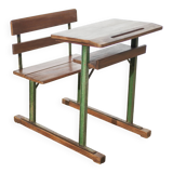 Vintage desk, wooden and metal children's desk, school desk