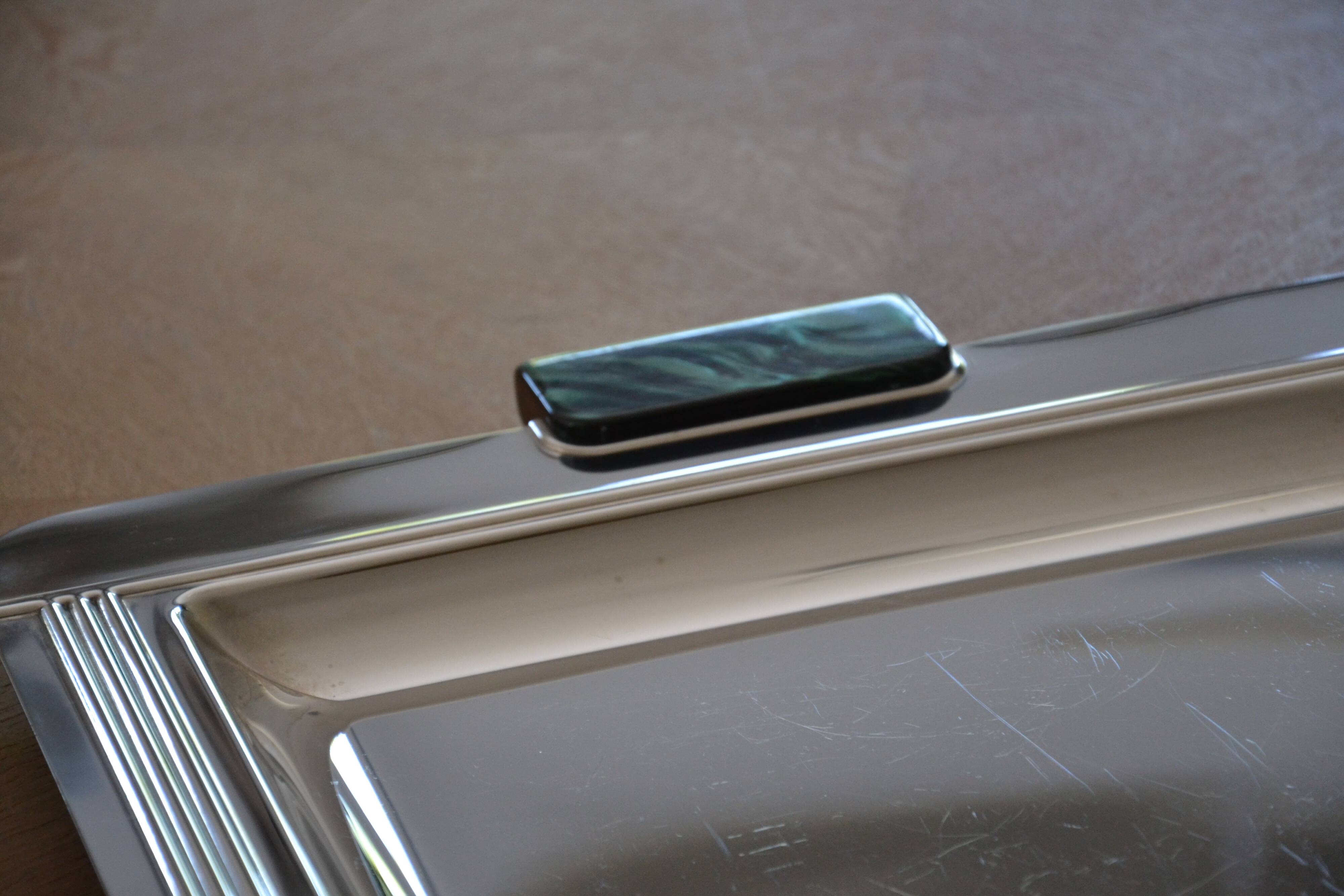 Large Jean Couzon stainless steel serving tray