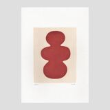 Collection of 4 red abstract paintings on paper signed Eawy