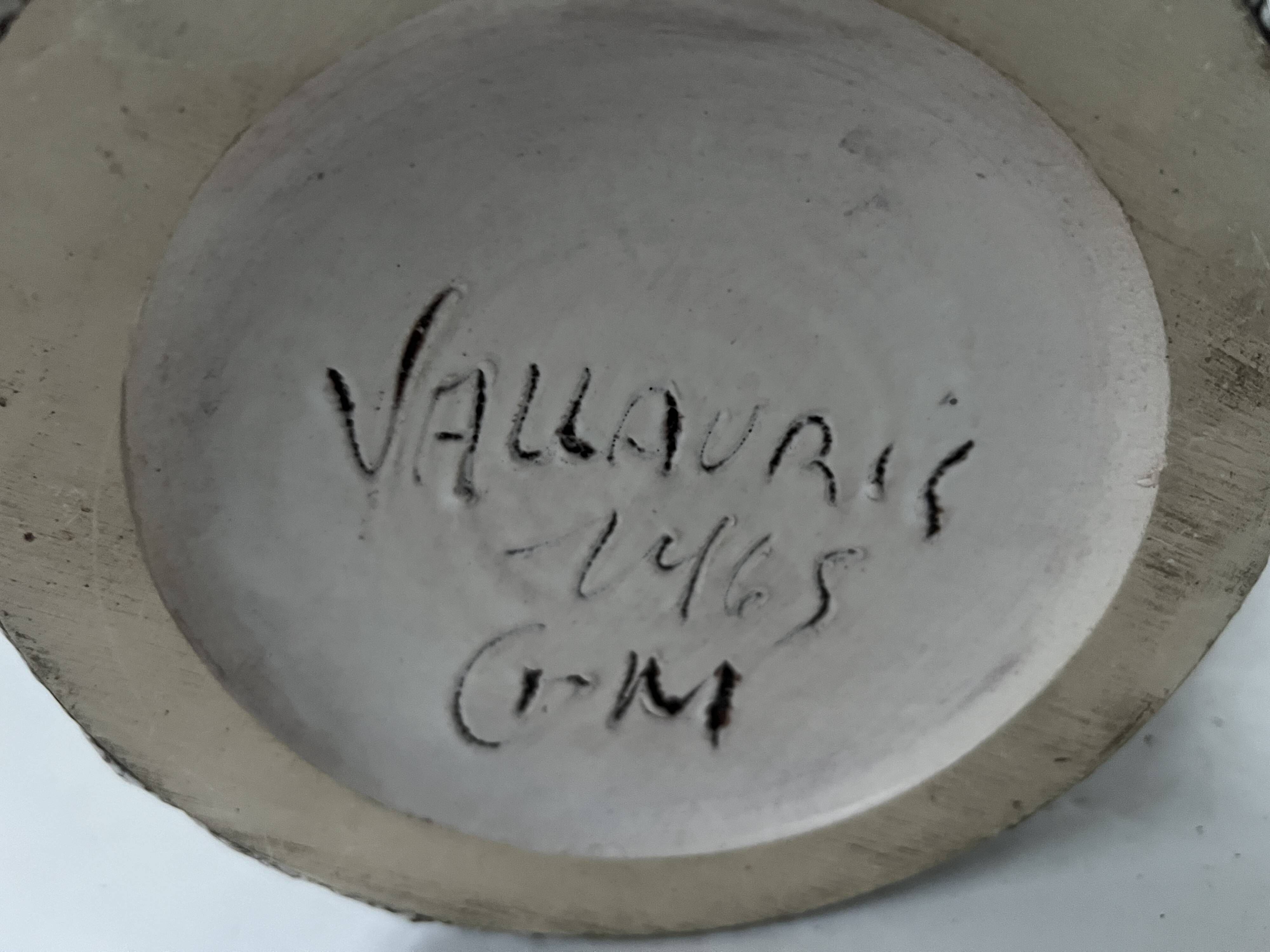 "Marius GIUGE Vallauris" Vase on pedestal with lava decoration 20th century