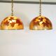 Italian design hanging lamps resin and leaves, 1970s 1980s