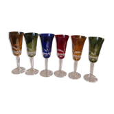 Flûtes à champagne en cristal de Nancy coloré