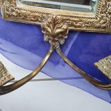 Paire d'appliques anciennes à miroir et bougeoir, en bronze doré,  électrifiées époque Napoléon