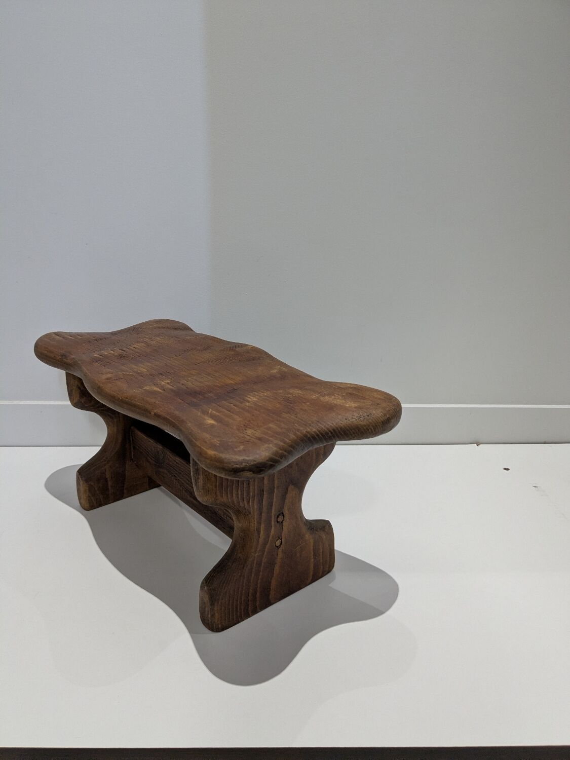 Vintage solid wood footrest - small farmhouse bench stool