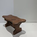 Vintage solid wood footrest - small farmhouse bench stool