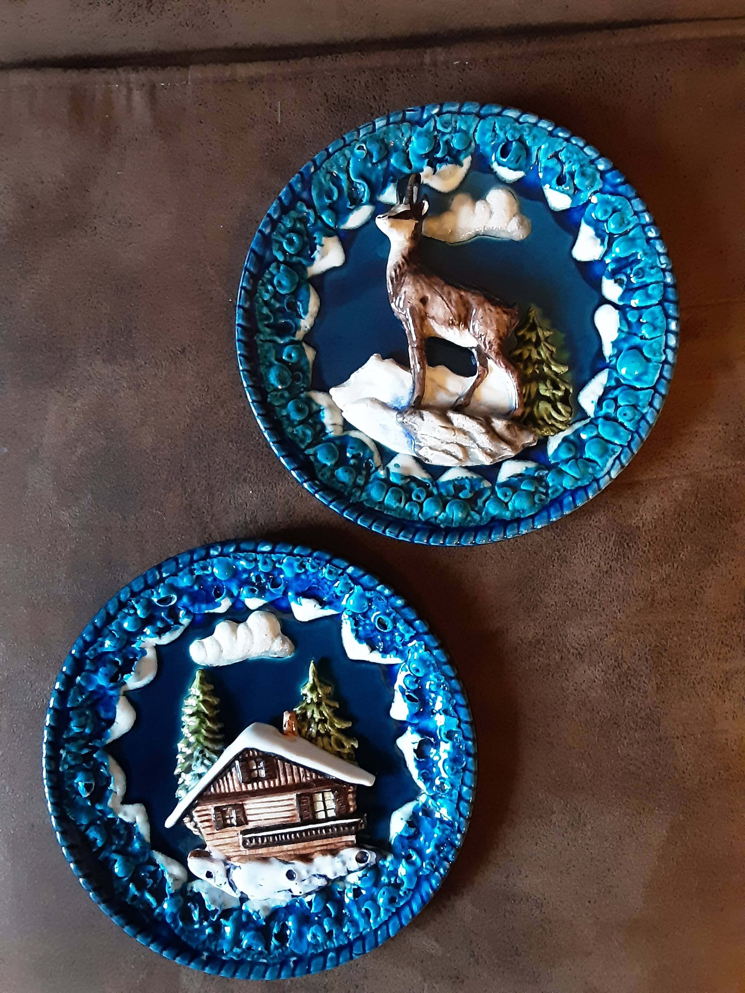 Set of 2 decorative majolica-style plates