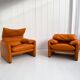 pair of Maralunga armchairs by Vico Magistretti