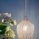 Suspension tulipe vintage en verre moulé transparent