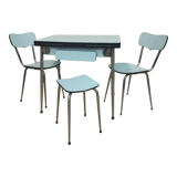 Blue formica table 2 chairs 1 mdj stool