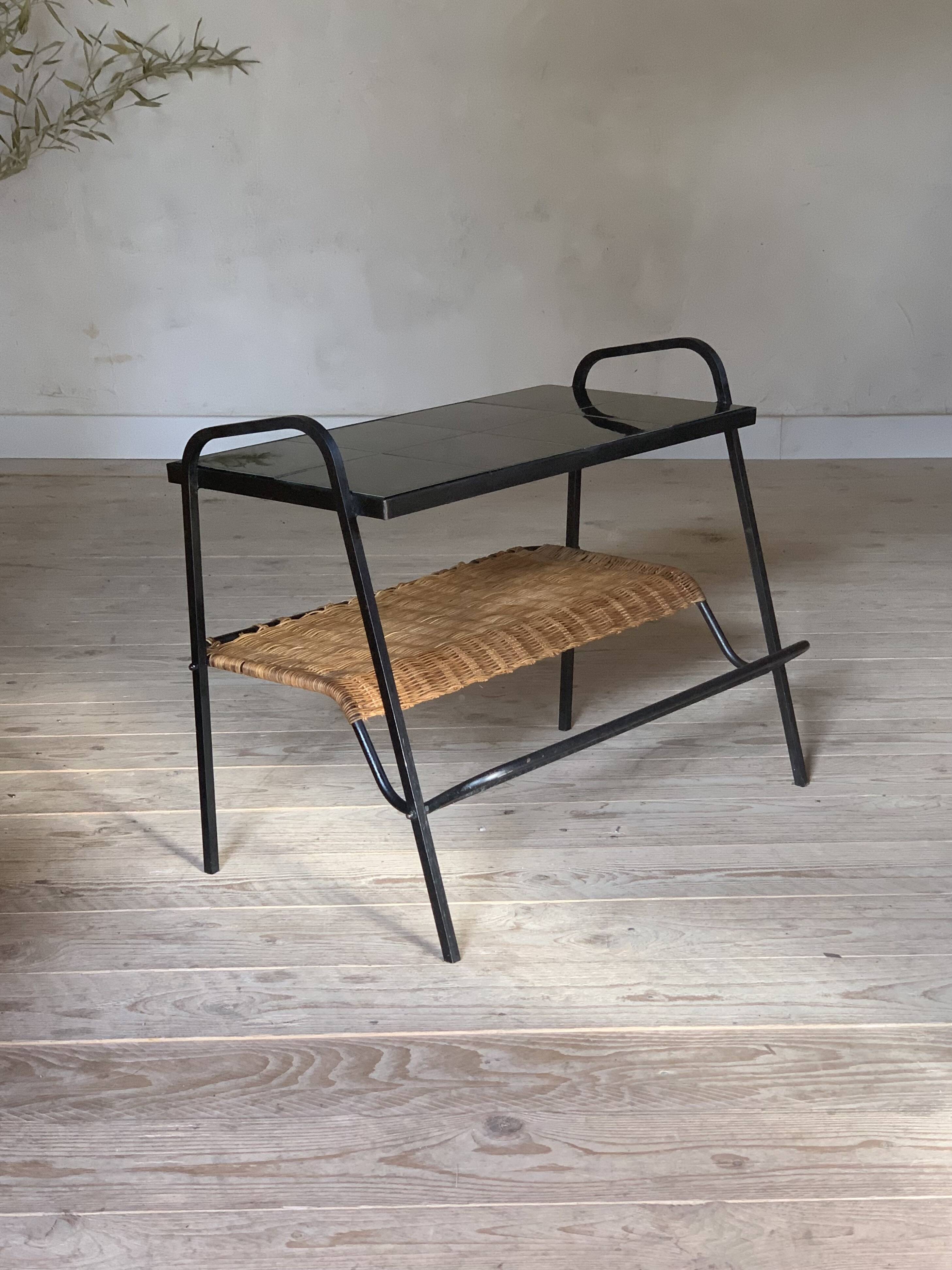 Metal and rattan coffee table