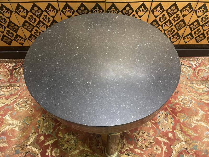 Empire period mahogany and marble pedestal table