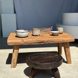 table basse en teck blond quadripode
