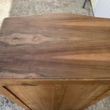 High art deco chest of drawers with mustache feet in raw walnut, 1930s
