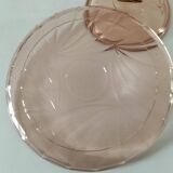 Orange-pink pressed glass trio