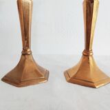 Pair of small golden brass candlesticks