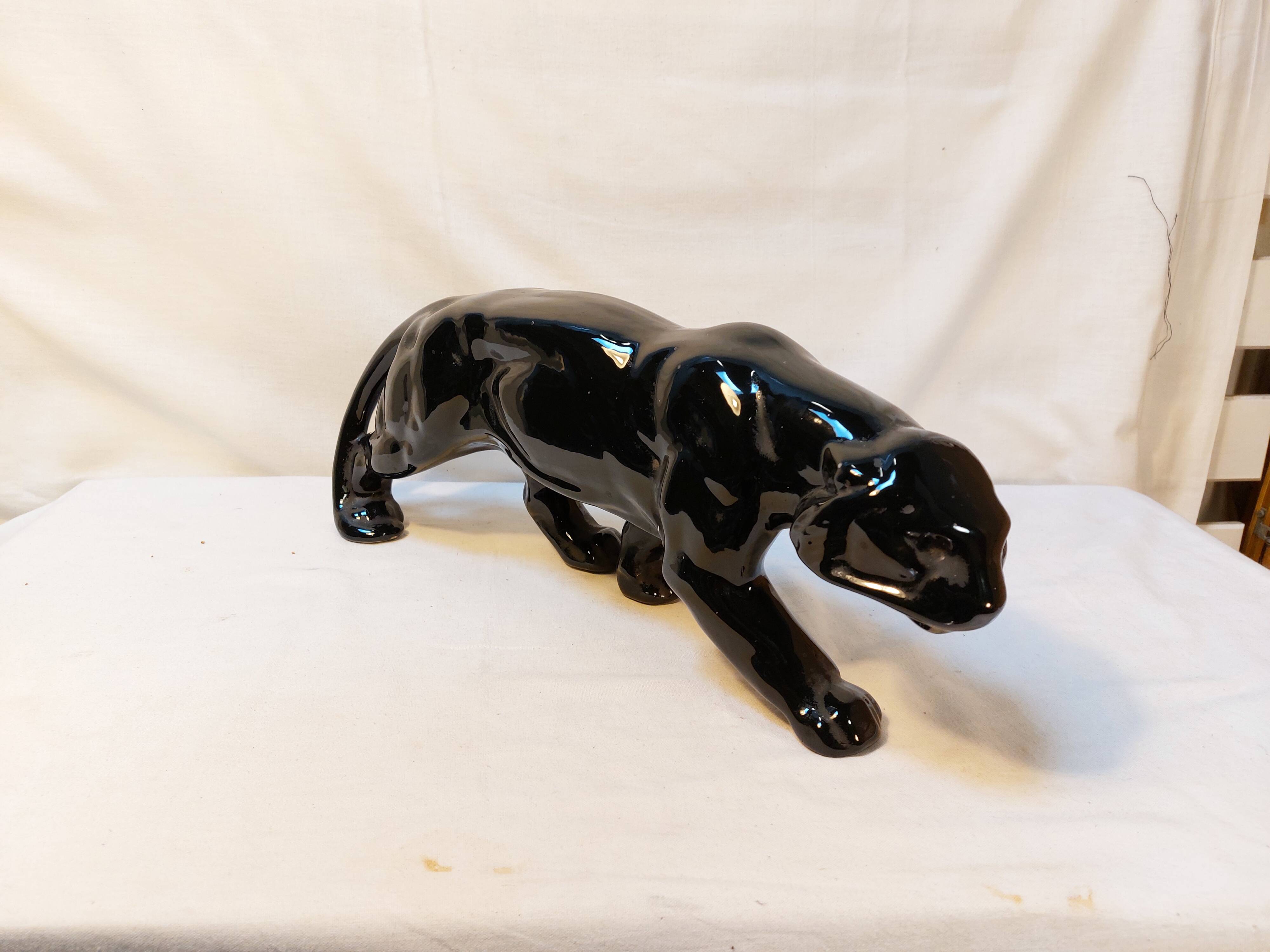 Art Deco Style Black Panther Ceramic