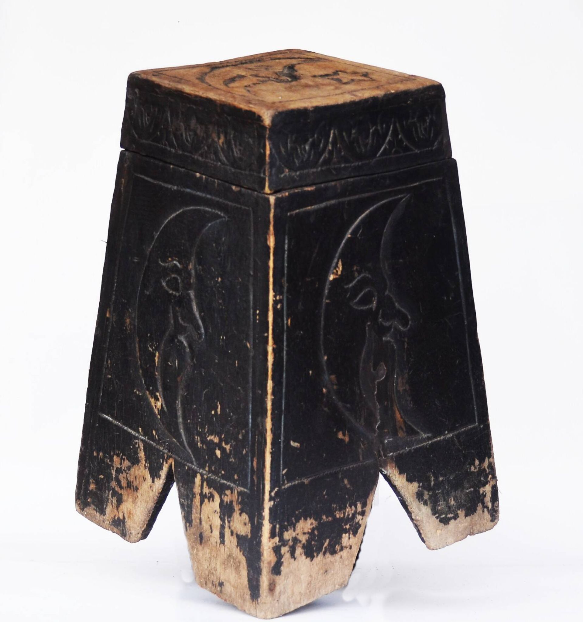 Antique Mystical Moon Stool / Step Stool / Secret Storage Box, circa 1900