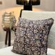 Indian cotton block print cushion with “flower” pattern - indigo blue