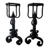 Pair of wrought iron landier andirons