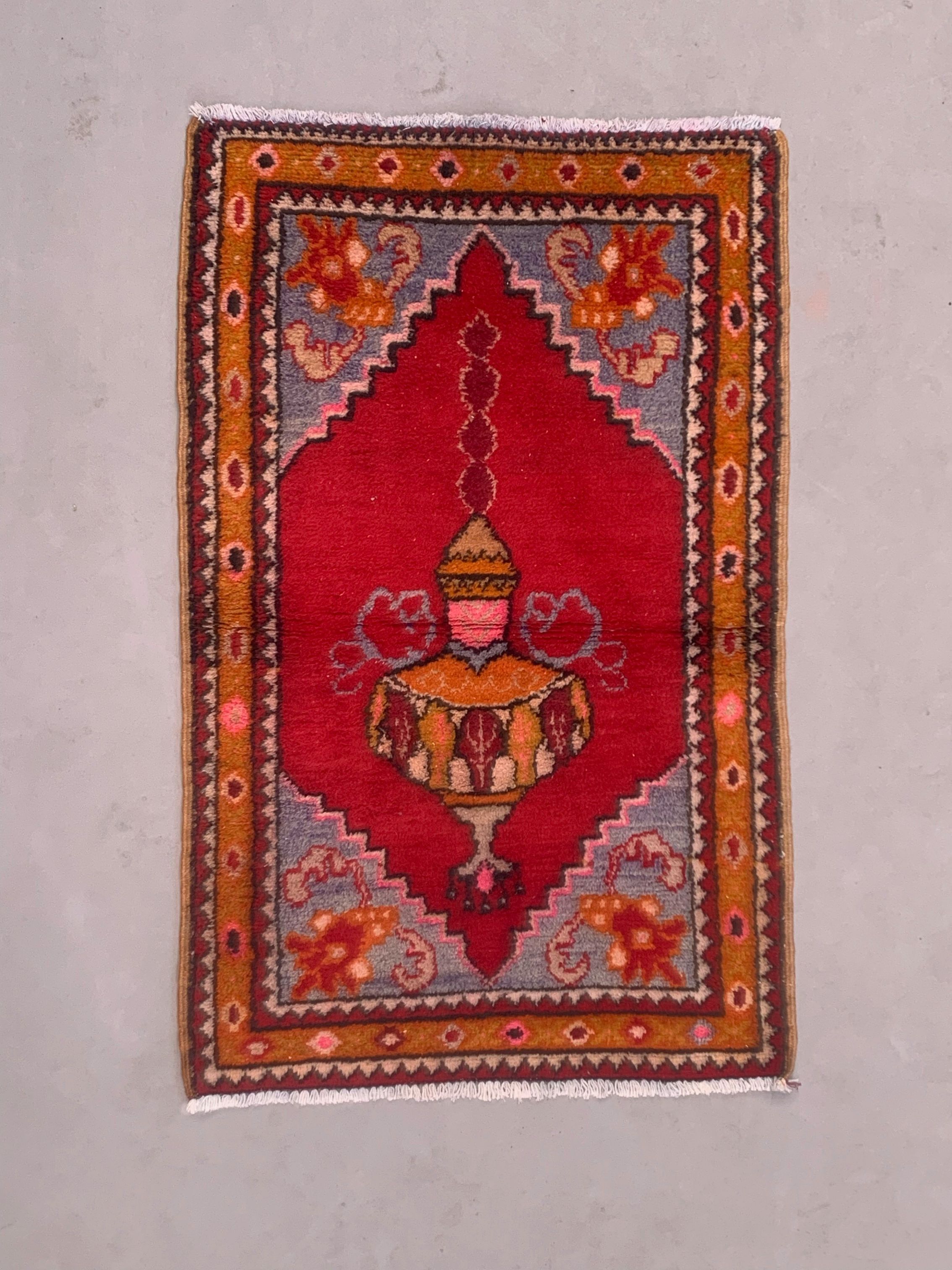 Old turkish oushak rug 118x74 cm vintage