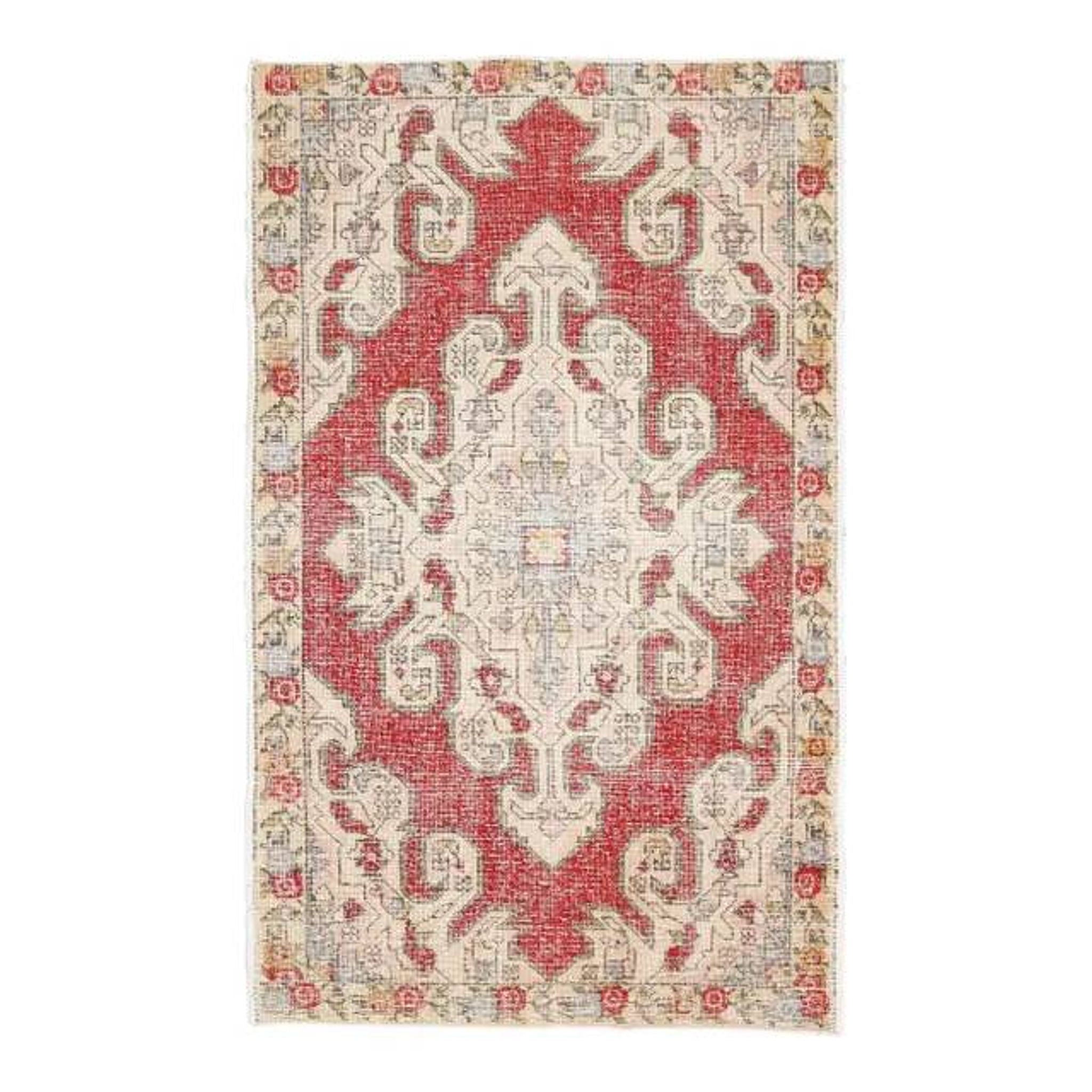 Vintage Turkish Oushak Handmade Wool Cotton Red Area Rug 127x209