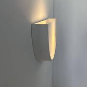 Vintage half-circle wall lamp, white lacquered metal and opaline glass, France 1970