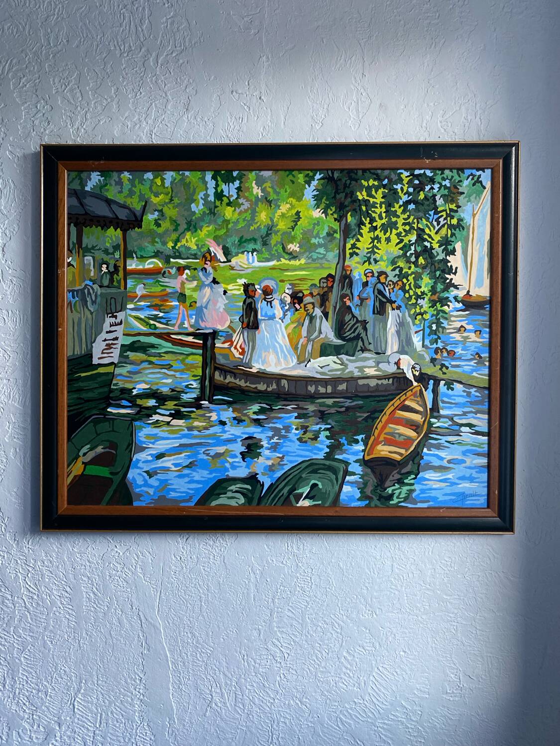 Acrylic interpretation of Renoir's "Grenouillère"