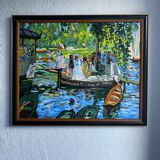 Acrylic interpretation of Renoir's "Grenouillère"