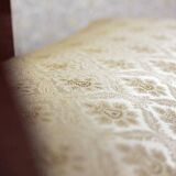 Antique Chaise Lounge in Yellow Fabric with Brass Details, 1890s