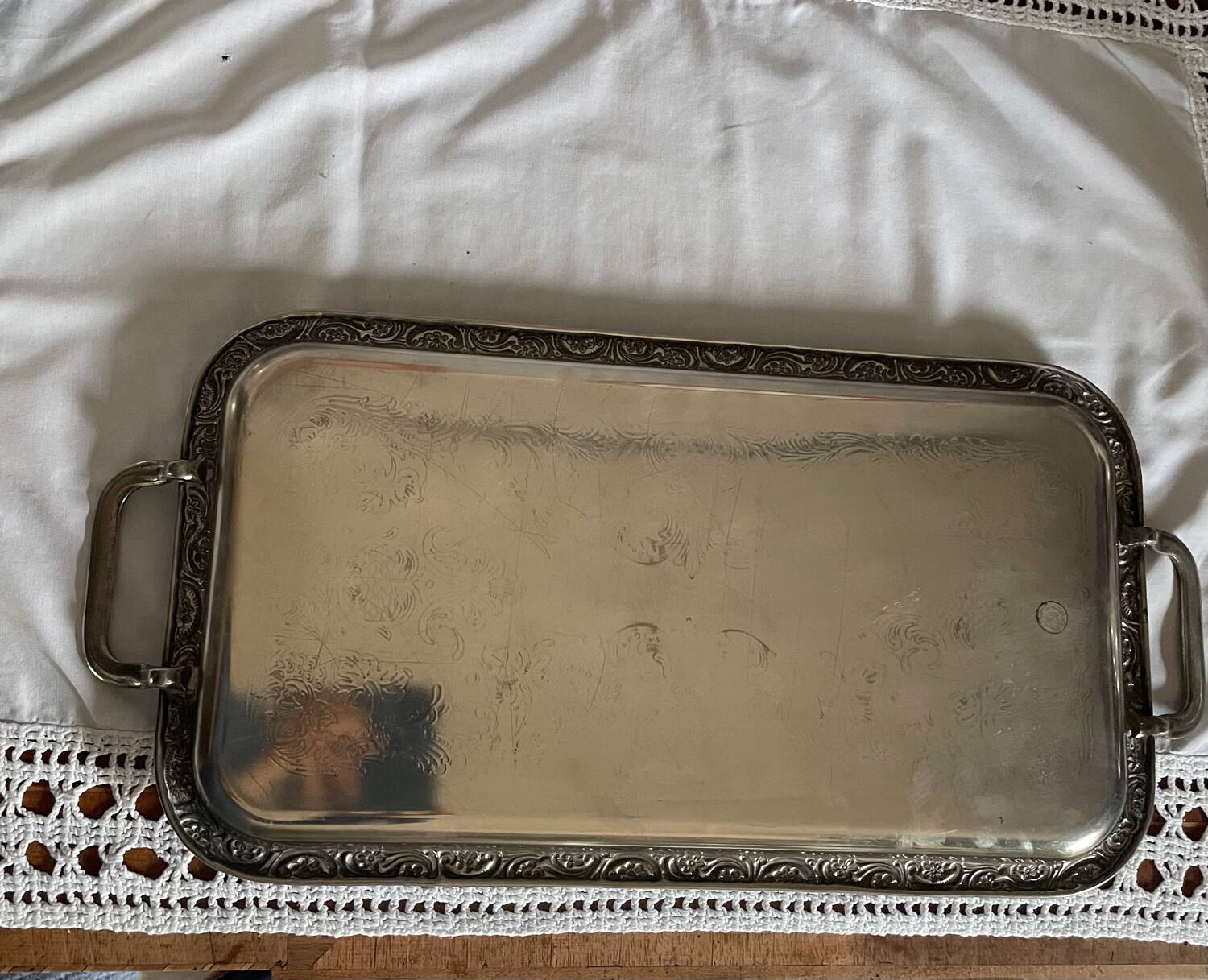 Vintage silver serving tray