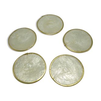Set of 5 mother-of-pearl coasters