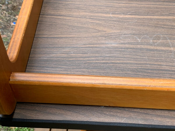 Bureau et chaises traîneau enfants en bois et formica 1970